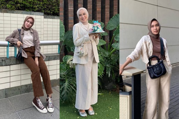 8 Gaya Outfit Hangout dengan Nuansa Cokelat Elegan Ala Shadira Firdausi